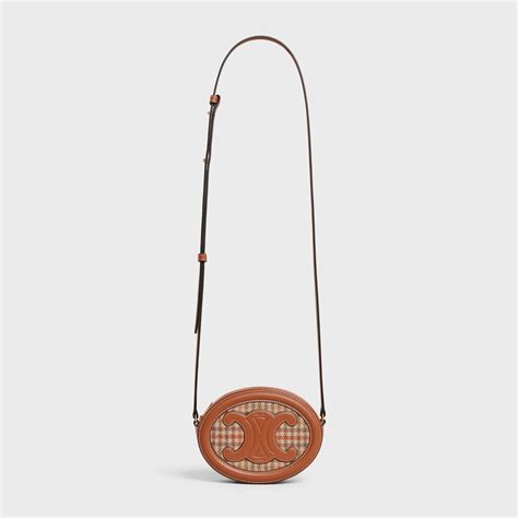 crossbody oval purse cuir triomphe in textile and calfskin|celine triomphe handbags.